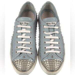 Miu Miu Blue Leather Studded sneakers size 36